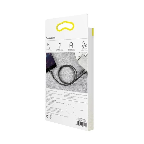 Baseus Cafule USB / Lightning töltő- és adatkábel, 2.4A, 1 m, szürke-fekete