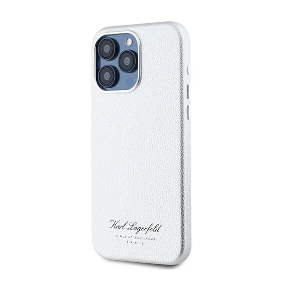 Karl Lagerfeld Grained PU Hotel RSG iPhone 15 Pro Max hátlap tok, ezüst