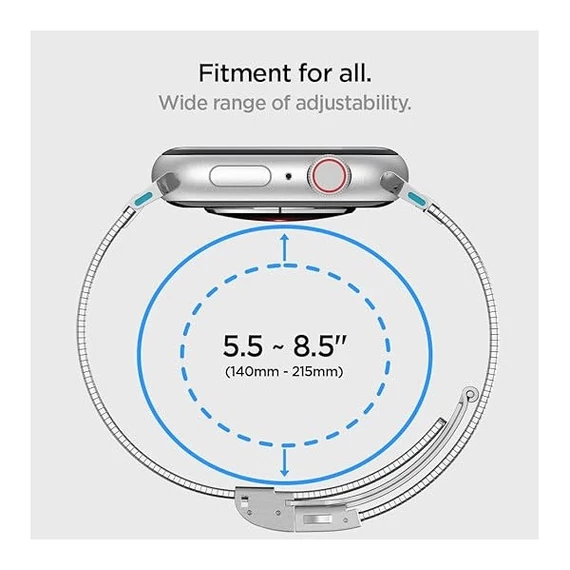 Spigen Sleek Link Apple Watch Ultra 2/1 (49mm) 10(46mm)/ 9/8/7 (45mm) / SE (2/1)/6/5/4 (44mm) / 3/2/1 (42mm) szíj, ezüst