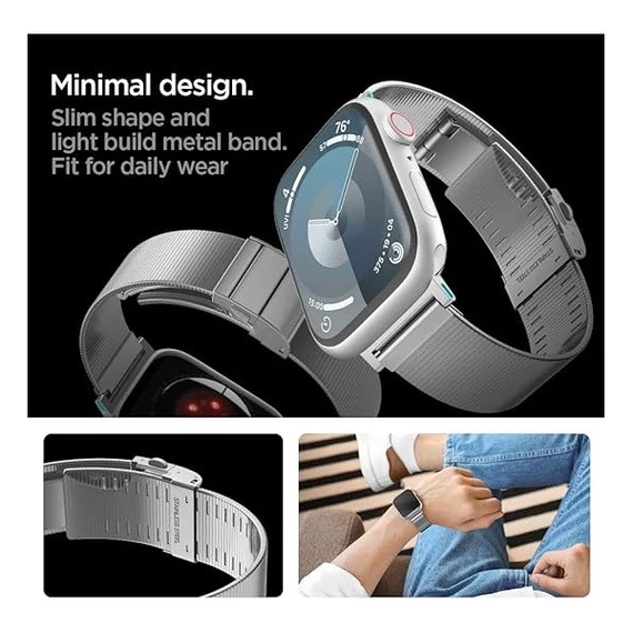 Spigen Sleek Link Apple Watch Ultra 2/1 (49mm) 10(46mm)/ 9/8/7 (45mm) / SE (2/1)/6/5/4 (44mm) / 3/2/1 (42mm) szíj, ezüst