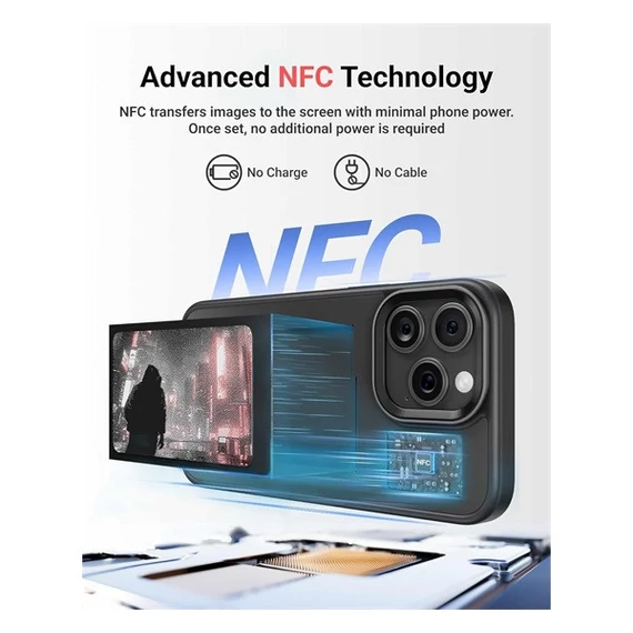 E-Ink okos telefontok, programozható NFC kijelzővel iPhone 13 Pro, rózsaszín