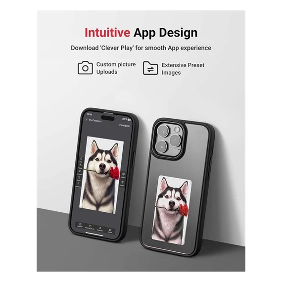 E-Ink okos telefontok, programozható NFC kijelzővel iPhone 13 Pro, rózsaszín