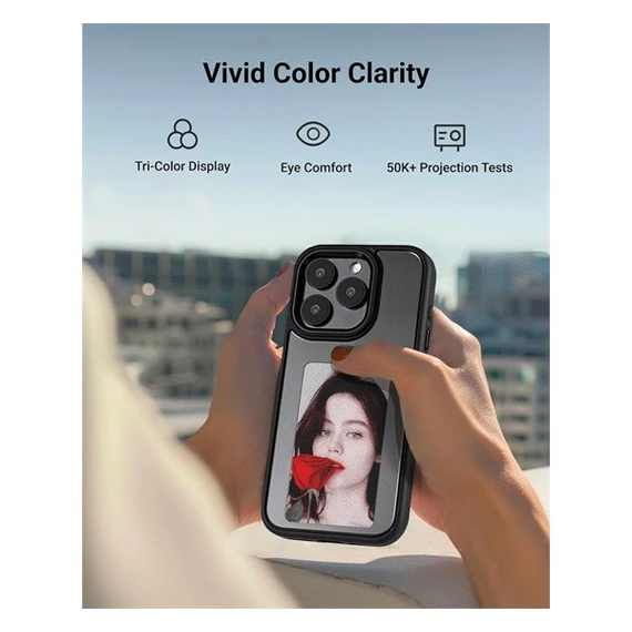 E-Ink okos telefontok, programozható NFC kijelzővel iPhone 14 Pro Max, rózsaszín