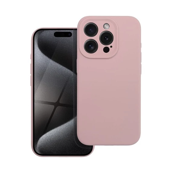 2mm Apple iPhone 15 Pro Max szilikon hátlap tok, világos rózsaszín