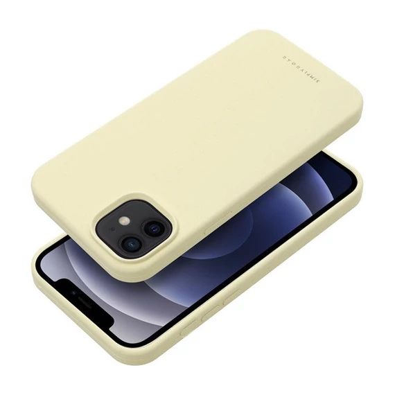Roar Apple iPhone 12 prémium szilikon tok velúr béléssel, világossárga