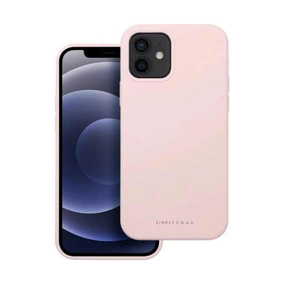 Roar Apple iPhone 12 prémium szilikon tok velúr béléssel, világos rózsaszín