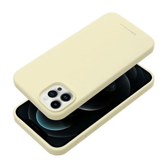 Roar Apple iPhone 12 Pro prémium szilikon tok velúr béléssel, világossárga