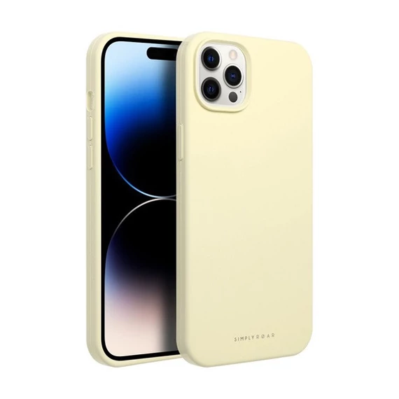 Roar Apple iPhone 12 Pro Max prémium szilikon tok velúr béléssel, világossárga