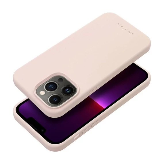 Roar Apple iPhone 13 Pro Max prémium szilikon tok velúr béléssel, világos rózsaszín