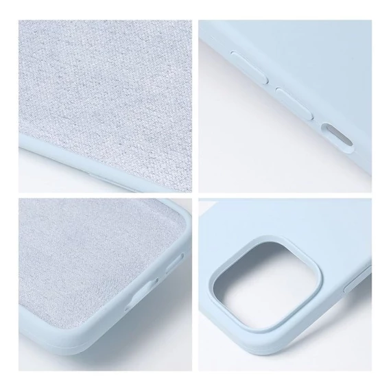 Roar Apple iPhone 14 Plus prémium szilikon tok velúr béléssel, világoskék