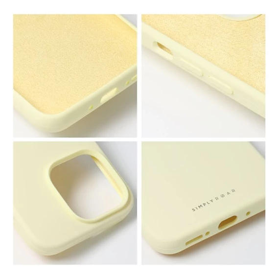 Roar Apple iPhone 14 Plus prémium szilikon tok velúr béléssel, világossárga