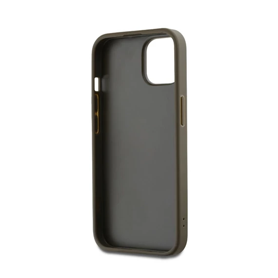 DKNY PU Leather Stack Logo Apple iPhone 15 hátlap tok csuklópánttal, barna