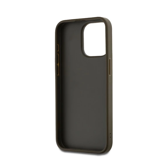 DKNY PU Leather Stack Logo Apple iPhone 15 Pro Max hátlap tok csuklópánttal, barna