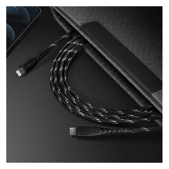 Energea Nyloflex C94 USB-C / Lightning MFI szövet töltő- és adatkábel, 1.5m, fekete