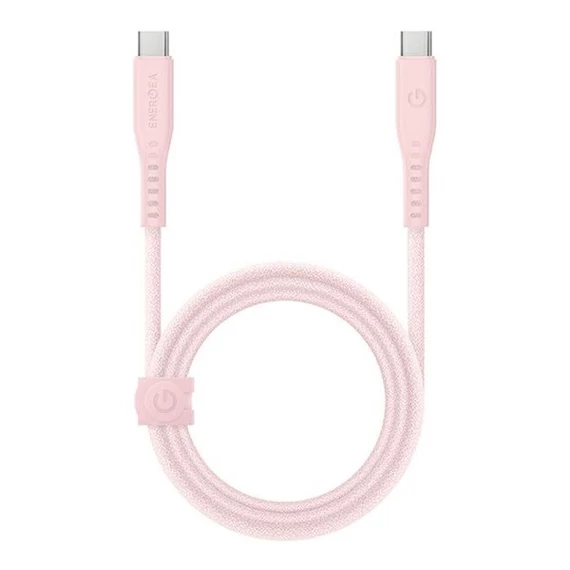 Energea kabel Flow USB-C / USB-C szövet gyorstöltő- és adatkábel, 1.5m, 240W, 5A, rózsaszín
