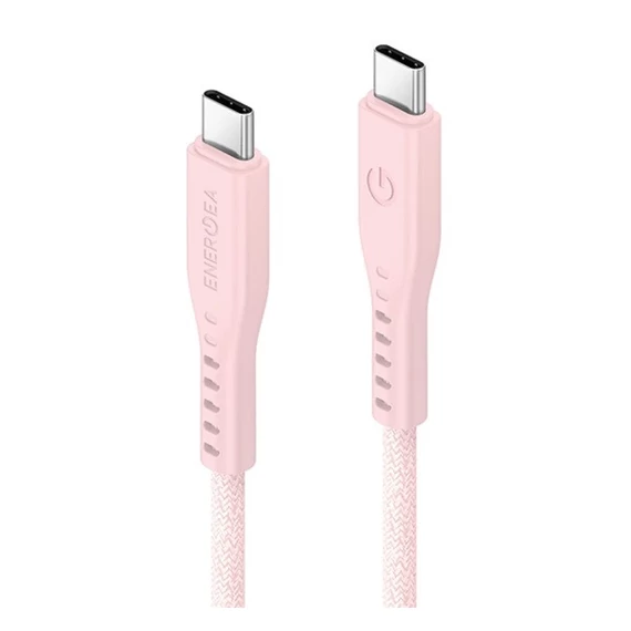 Energea kabel Flow USB-C / USB-C szövet gyorstöltő- és adatkábel, 1.5m, 240W, 5A, rózsaszín