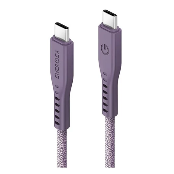 Energea kabel Flow USB-C / USB-C szövet gyorstöltő- és adatkábel, 1.5m, 240W, 5A, lila