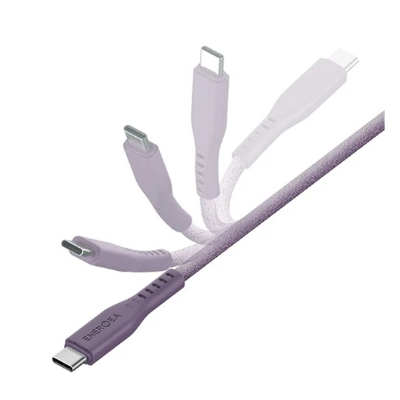 Energea kabel Flow USB-C / USB-C szövet gyorstöltő- és adatkábel, 1.5m, 240W, 5A, lila