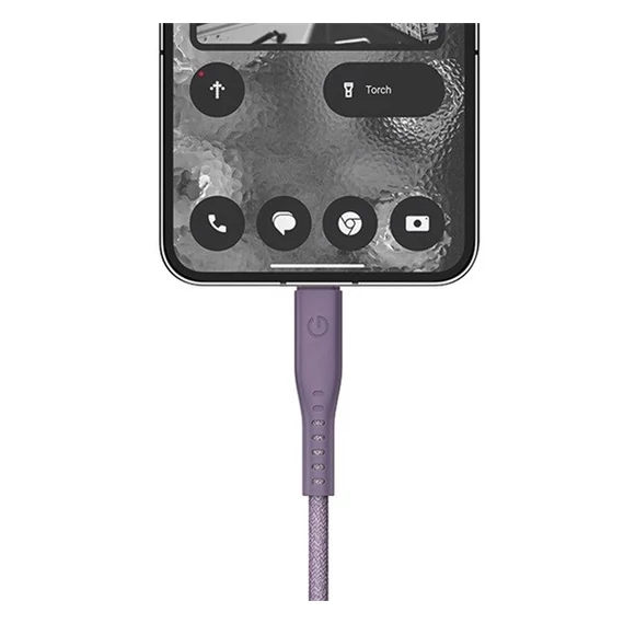Energea kabel Flow USB-C / USB-C szövet gyorstöltő- és adatkábel, 1.5m, 240W, 5A, lila