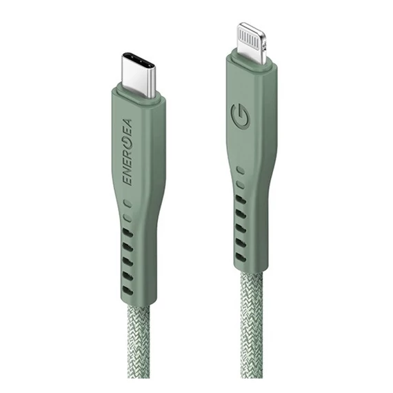 Energea Flow C94 USB-C / Lightning MFI szövet gyorstöltő- és adatkábel, 1.5m, 60W, 3A, zöld