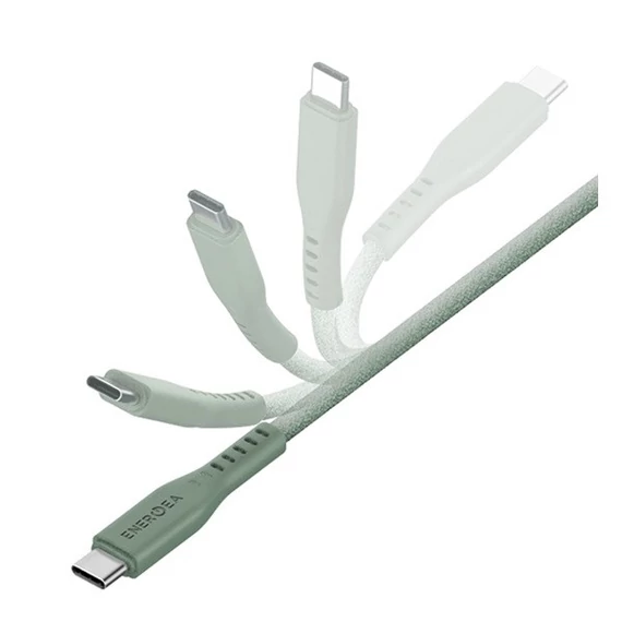 Energea Flow C94 USB-C / Lightning MFI szövet gyorstöltő- és adatkábel, 1.5m, 60W, 3A, zöld