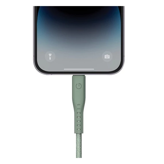 Energea Flow C94 USB-C / Lightning MFI szövet gyorstöltő- és adatkábel, 1.5m, 60W, 3A, zöld