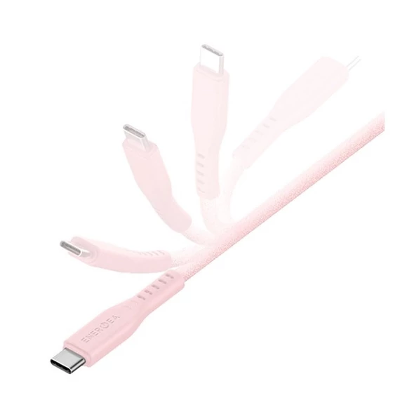 Energea Flow C94 USB-C / Lightning MFI szövet gyorstöltő- és adatkábel, 1.5m, 60W, 3A, rózsaszín