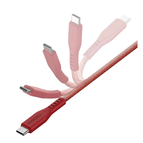 Energea Flow C94 USB-C / Lightning MFI szövet gyorstöltő- és adatkábel, 1.5m, 60W, 3A, piros