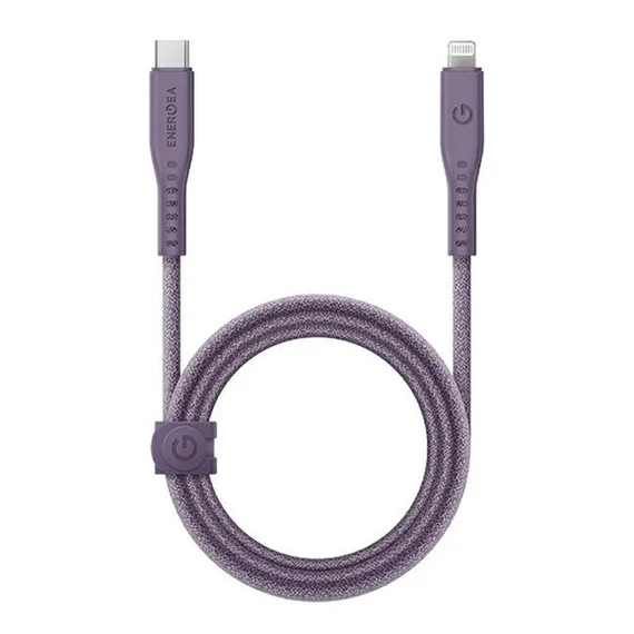 Energea Flow C94 USB-C / Lightning MFI szövet gyorstöltő- és adatkábel, 1.5m, 60W, 3A, lila