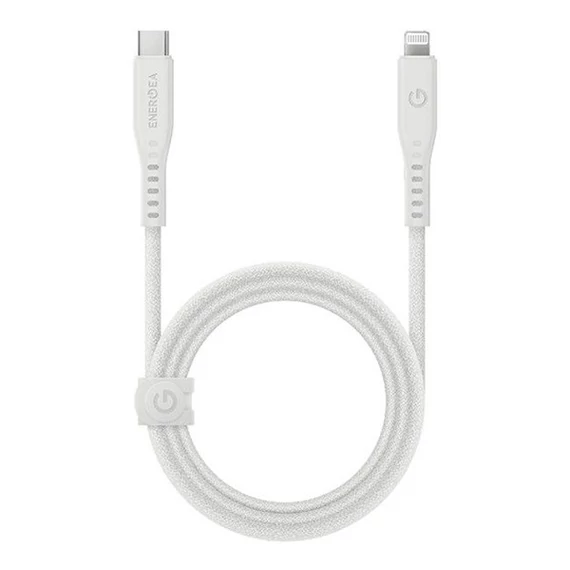 Energea Flow C94 USB-C / Lightning MFI szövet gyorstöltő- és adatkábel, 1.5m, 60W, 3A, fehér