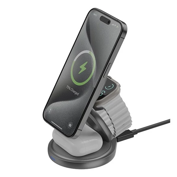 Energea Bazic GoMag Gyre MagSafe kompatibilis vezetéknélküli gyorstöltő állvány, 15W, szürke