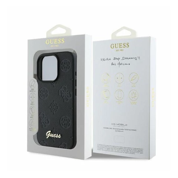 Guess 4G Classic Apple iPhone 16 Pro Max hátlap tok, fekete/barna GUHCP16XG4GFGR