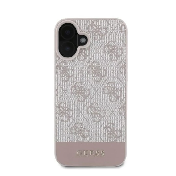 Guess 4G Bottom Stripe Apple iPhone 16 hátlap tok, rózsaszín GUHCP16SG4GLPI