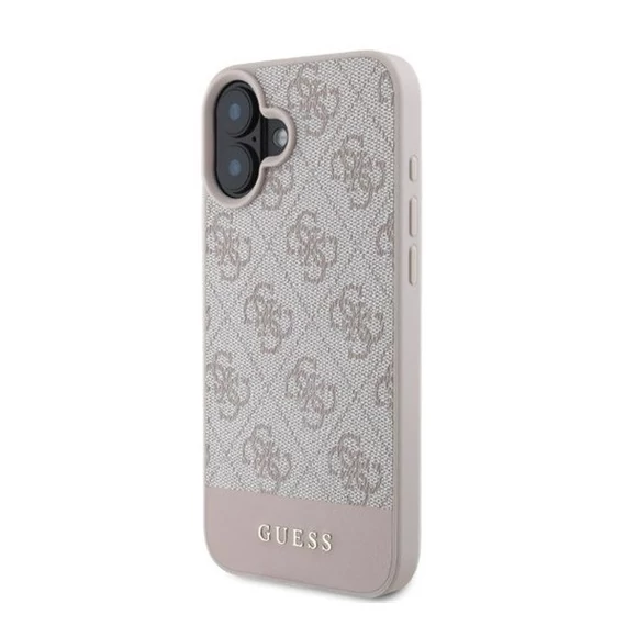 Guess 4G Bottom Stripe Apple iPhone 16 hátlap tok, rózsaszín GUHCP16SG4GLPI