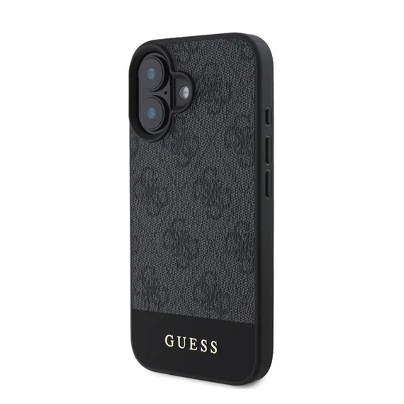 Guess 4G Bottom Stripe Apple iPhone 16 hátlap tok, szürke GUHCP16SG4GLGR