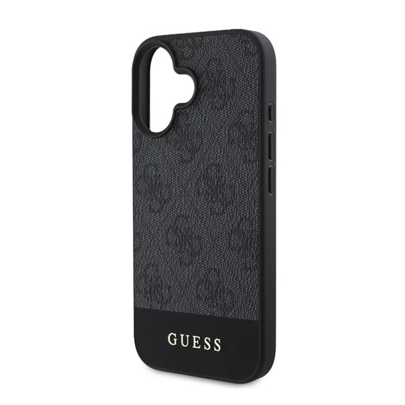 Guess 4G Bottom Stripe Apple iPhone 16 hátlap tok, szürke GUHCP16SG4GLGR