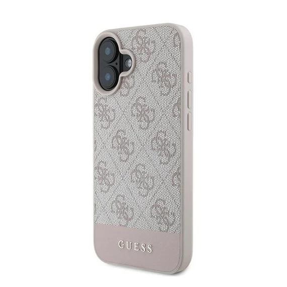 Guess 4G Bottom Stripe Apple iPhone 16 Plus hátlap tok, rózsaszín GUHCP16MG4GLPI