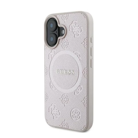 Guess Saffiano Peony Classic Logo Apple iPhone 16 Plus hátlap tok, rózsaszín GUHMP16MPSAPSMEP
