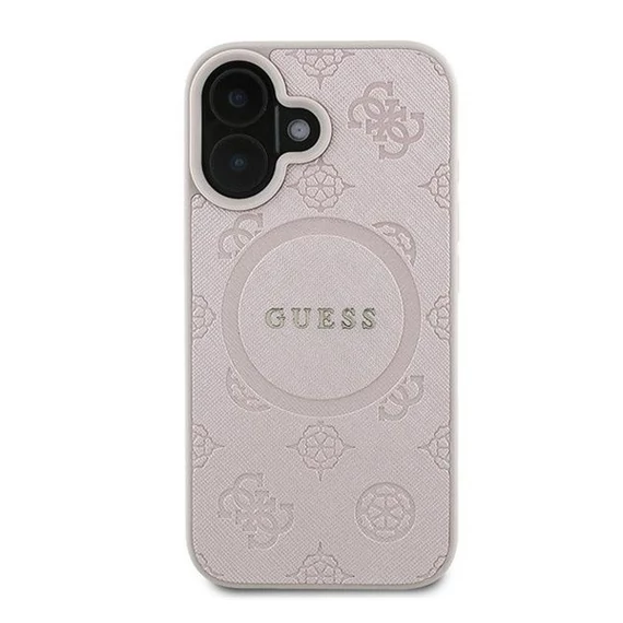 Guess Saffiano Peony Classic Logo Apple iPhone 16 Plus hátlap tok, rózsaszín GUHMP16MPSAPSMEP