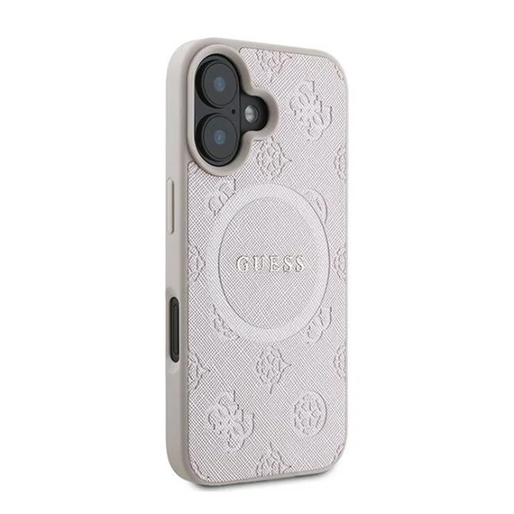 Guess Saffiano Peony Classic Logo Apple iPhone 16 Plus hátlap tok, rózsaszín GUHMP16MPSAPSMEP