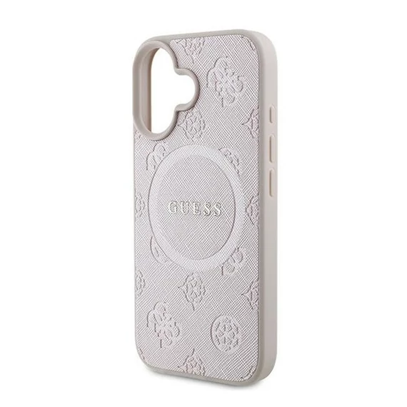 Guess Saffiano Peony Classic Logo Apple iPhone 16 Plus hátlap tok, rózsaszín GUHMP16MPSAPSMEP
