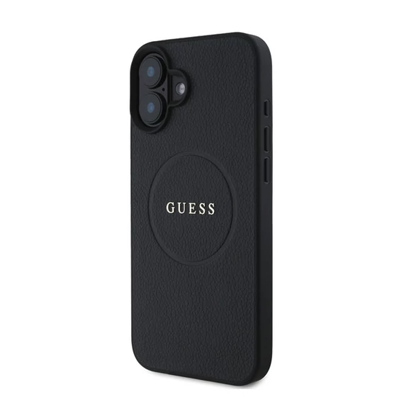 Guess Grained Gold Ring MagSafe Apple iPhone 16 Plus hátlap tok, fekete/barna GUHMP16MPGHSMMK