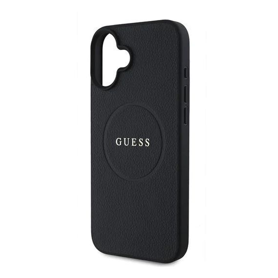 Guess Grained Gold Ring MagSafe Apple iPhone 16 Plus hátlap tok, fekete/barna GUHMP16MPGHSMMK