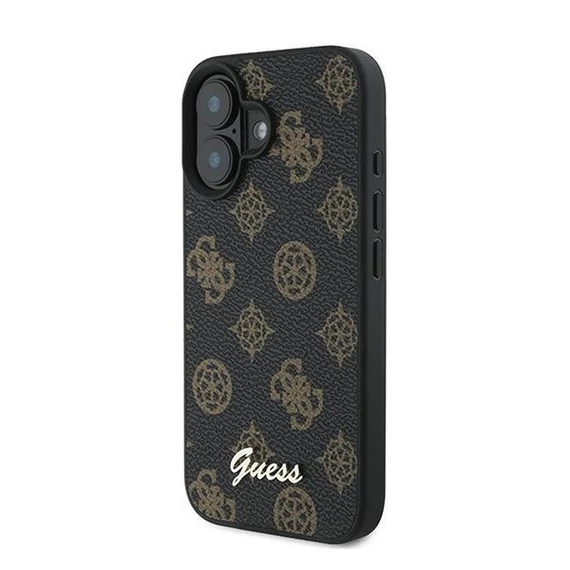 Guess PU Peony Script Apple iPhone 16 Plus MagSafe kompatibilis tok, fekete/barna GUHMP16MPGPYSK