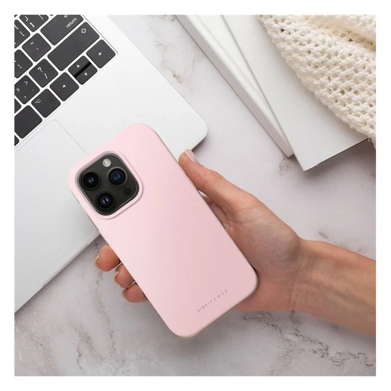 Roar Apple iPhone 16 Pro Max prémium szilikon tok velúr béléssel, világosrózsaszín