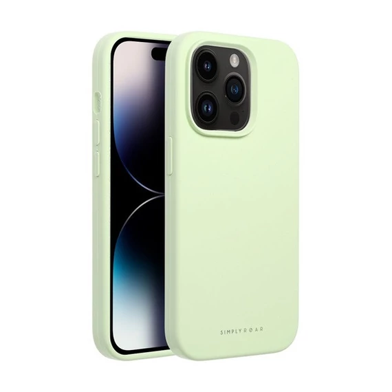 Roar Apple iPhone 16 Pro prémium szilikon tok velúr béléssel, világoszöld