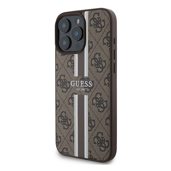 Guess 4G Printed Stripes MagSafe Apple iPhone 16 Pro Max hátlap tok, barna GUHMP16XP4RPSW