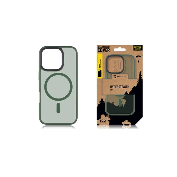 Tactical MagForce Hyperstealth Apple iPhone 16 Pro MagSafe kompatibilis tok, áttetsző/sötétszöld