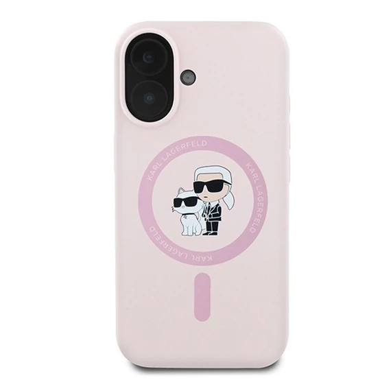Karl Lagerfeld Silicone KC Heads Ring Apple iPhone 16 Plus hátlap tok, rózsaszín KLHMP16MSCMKCRHP