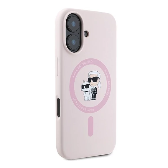 Karl Lagerfeld Silicone KC Heads Ring Apple iPhone 16 Plus hátlap tok, rózsaszín KLHMP16MSCMKCRHP